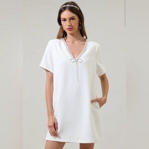 Sugarlips White Mini Dress with Silver Accents